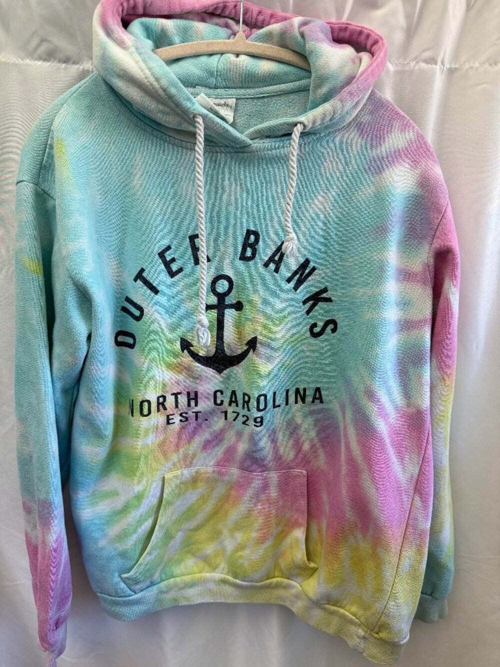 Outer Banks OBX Tie Dye Hoodie Youth XL Pastel Rainbow Beach Sweatshirt
